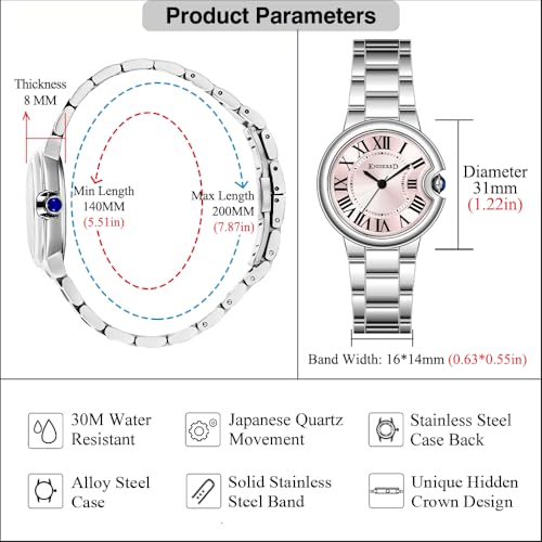 Classic Vintage Watch for Women Roman Numerals - Product Imagery