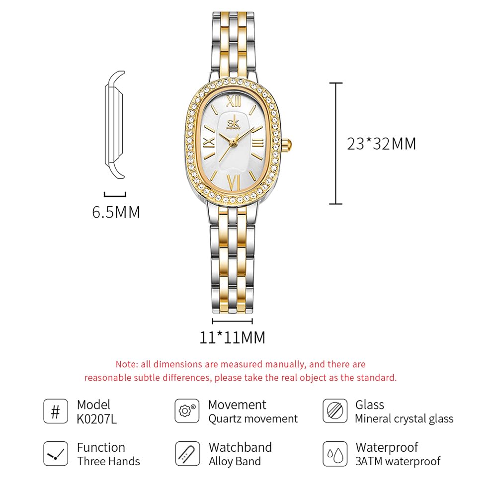 SHENGKE Women s Oval Crystal Accented Alloy Steel Watch - SHENGKE Official Imagery - 7