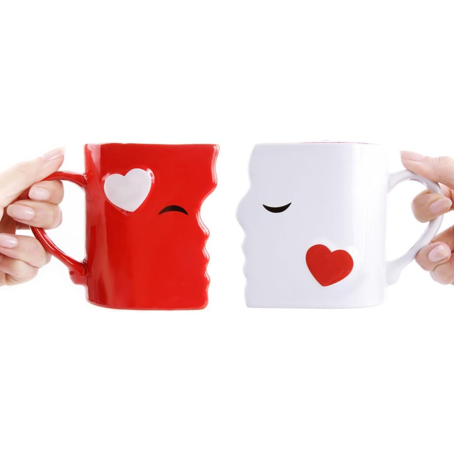 Blu Devil kissing mugs set with two large, beautifully crafted ceramic cups, ideal for anniversary and wedding gifts