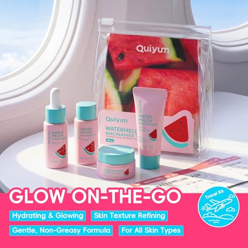 Watermelon Niacinamide Travel Kit – 4 Pcs Skincare Set For - Product Imagery