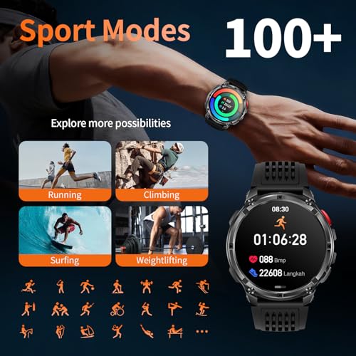 Mens Smart Watch for Android Phones and iPhone,Military Sport - Product Imagery