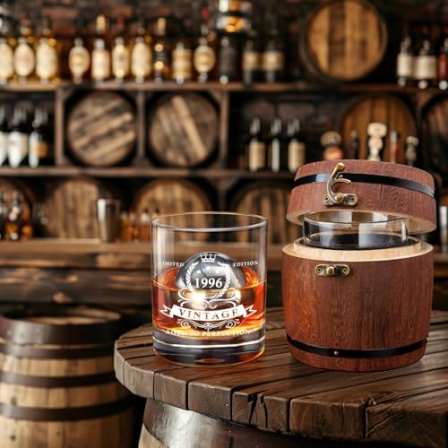LIGHTEN LIFE 30th Birthday Gifts for Men,1996 Whiskey Glass Set - Product Imagery
