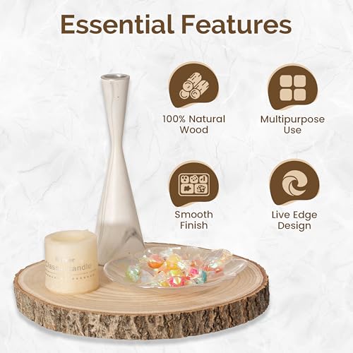 Vintiquewise Set of 4 Rustic Wood Slices Round Multi Purpose - Product Imagery