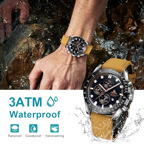 LN LENQIN Mens Watches Leather Watch Luminous Analog Quartz - Product Imagery