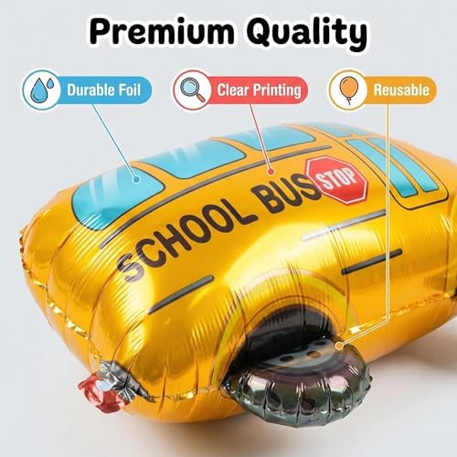 School Bus Balloons, 4 PCS Back to School Balloons with Large - Product Imagery