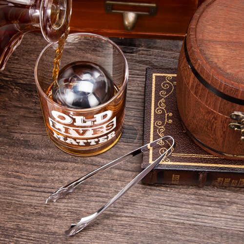 LIGHTEN LIFE Old Lives Matter Whiskey Glass Set 12 oz, Bourbon - Product Imagery