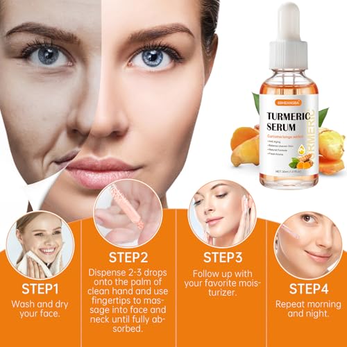 Turmeric Serum for Dark Spots，2 PCS Face Serum Turmeric Dark - Product Imagery