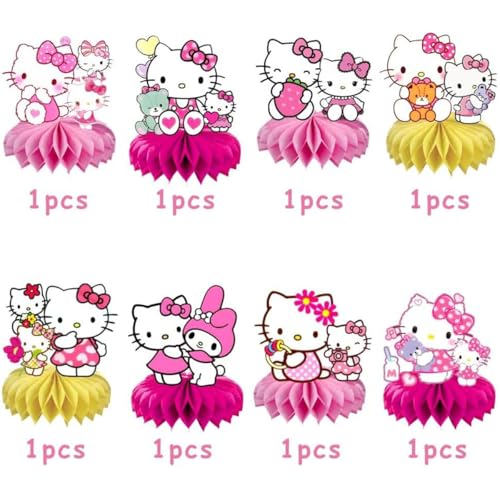 For Kitty Birthday Party Supplies , 9Pcs Honeycomb Centerpieces - Product Imagery