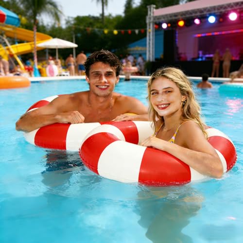 4 PCS Striped Inflatable Pool Floats for Swimming Pool Party - Product Imagery
