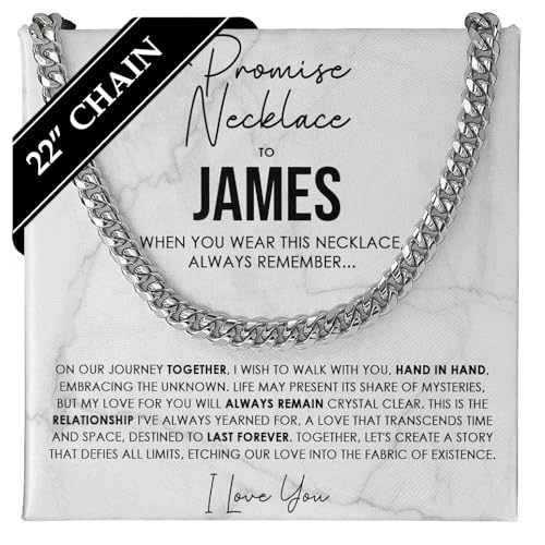 VIRAGIL Personalized Promise Cuban Chain Necklace for Him, - Product Imagery
