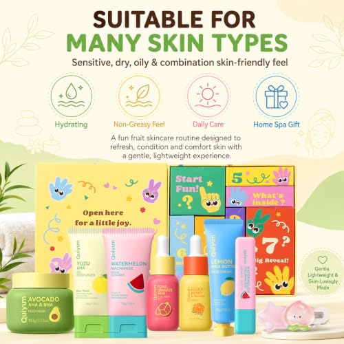 7 Day Fruit Skincare Gift Set Sweet Surprise Beauty Kit for Women - Product Imagery