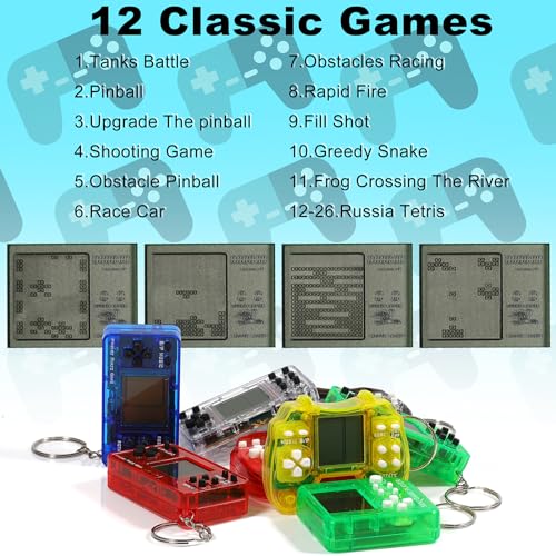 12Pcs Video Game Party Favors, Mini Game Keychain Arcade Party - Product Imagery