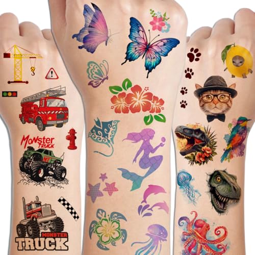 CHARLENT Temporary Tattoos for Kids - 320 Mixed Styles (36 - Product Imagery