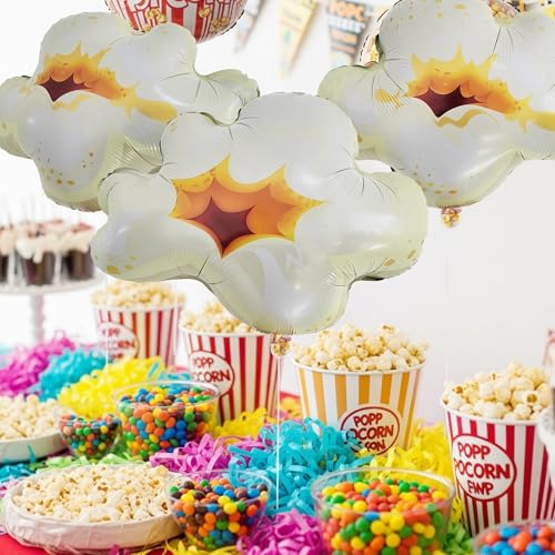 6 Pcs Popcorn Balloons, Jumbo 19 Inch Mylar Foil Decorations for - Product Imagery