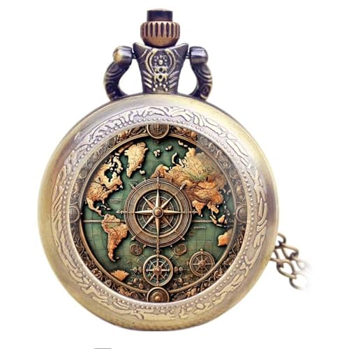 Vintage Mini Pocket Watch for Women Men Graphic Glass Dome - Product Imagery