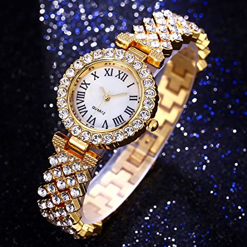 Women Diamond Watchs Luxury Fashion Ladies Bangle Bracelet Set - Product Imagery