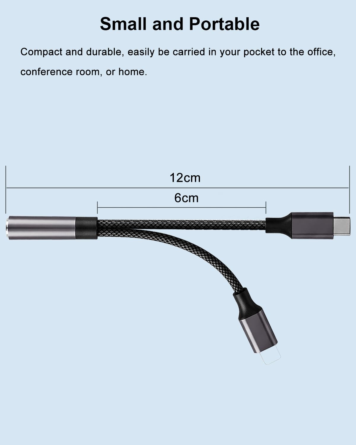 AreMe 2-in-1 Headphone Adapter for Lightning & USB C to 3.5mm Aud by AreMe - Angle View 5