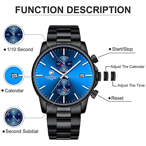 GOLDEN HOUR Fashion Business Mens Watches with Stainless Steel - Product Imagery
