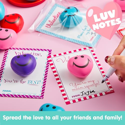 JOYIN 28 Packs Heart Shape Stress Ball with Cards Stress Relief - Product Imagery