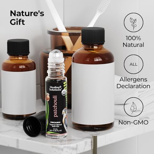 Healing Solutions - Organic Patchouli Essential Oil Roll On USDA - Product Imagery