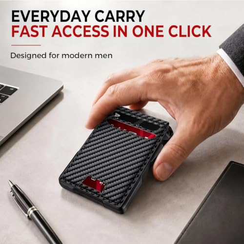 RUNBOX Wallet for Men 14 Cards RFID Blocking Slim Metal Pop-Up - Product Imagery