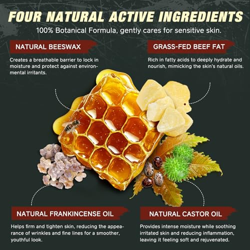 Tallow Balm With Castor Oil and Frankincense Skin Balm, Beef - Product Imagery