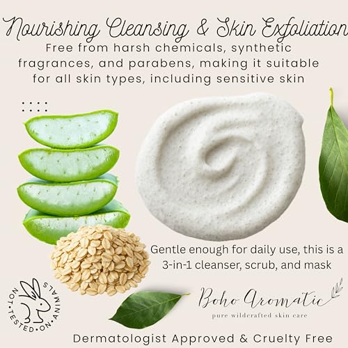 Exfoliating Face Scrub for Dry & Sensitive Skin – Gentle Oatmeal - Product Imagery