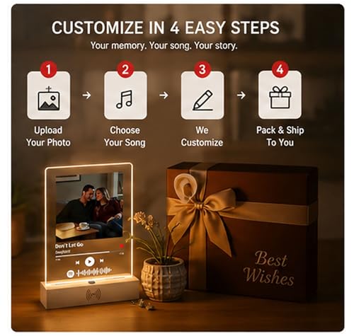 Custom Song Plaque with Built-in Music Player & Motion Sensor - Product Imagery