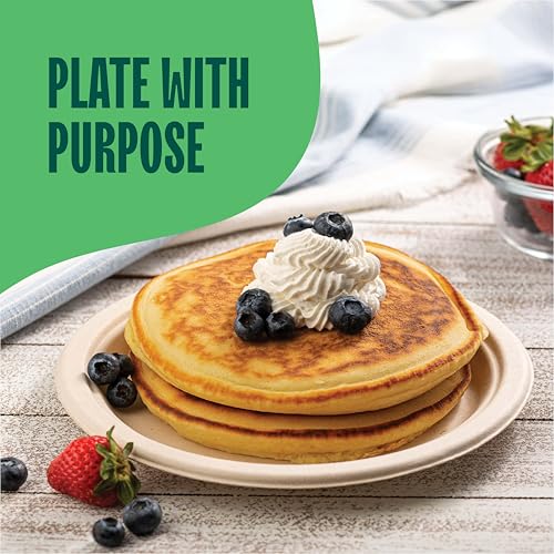 100% Compostable Paper Plates, Heavy Duty Disposable Plates - Product Imagery