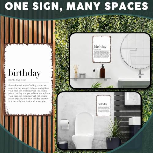 8x12 Inch Aluminum Birthday Definition Poster Wall Art, Vintage - Product Imagery