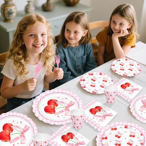 250 PCS Cherry Party Supplies, Service for 50, Cherry Birthday - Product Imagery