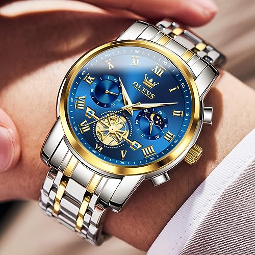 OLEVS Mens Watches Waterproof Stainless Steel Adjustable - Product Imagery