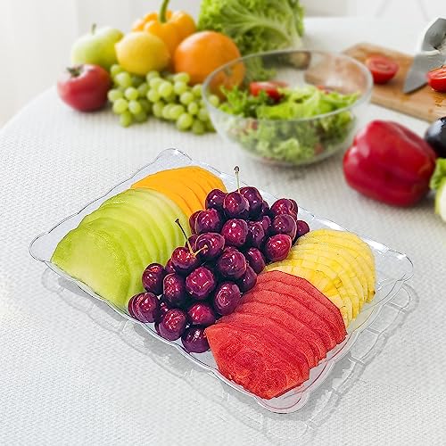 6 Pack Clear Plastic Serving Trays for Party, 9 x 13 Inch - - Product Imagery