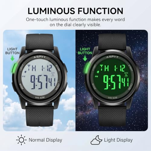 Men Digital Watch, Thin Running Sports Waterproof Outdoor LED - Product Imagery