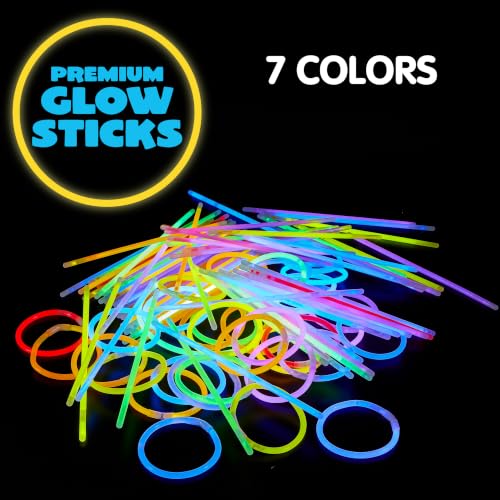 JOYIN 100 Pcs 8" Glow sticks Bulk Party Favors Pack, Neon Glow - Product Imagery