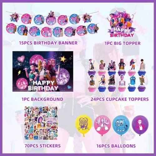 127 Pcs K Pop Demon Hunters Birthday Decorations, Party Supplies - Product Imagery