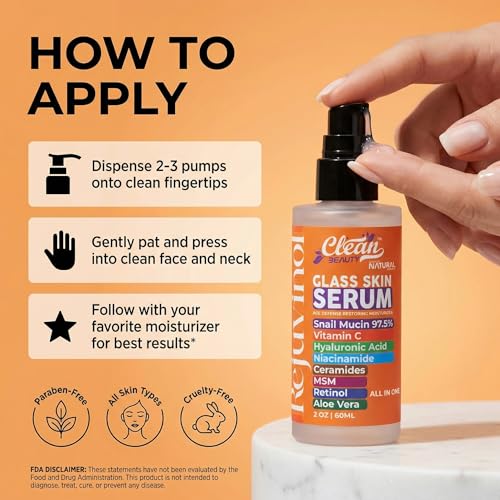 Clean Beauty Snail Mucin Serum Vitamin C Face Serum Anti Aging - Product Imagery