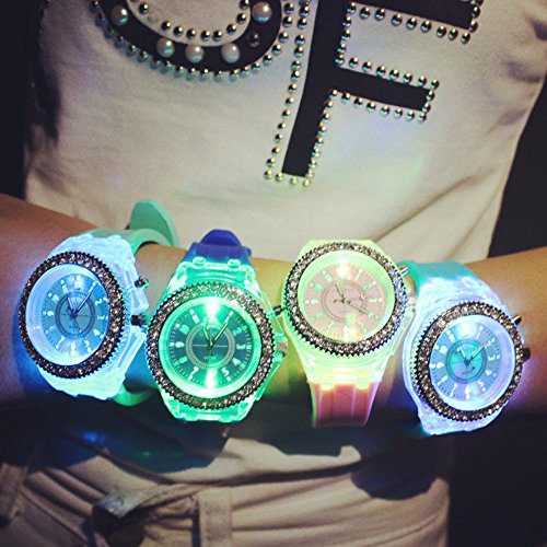 Silicone Bling Women Men Watch LED Luminous Colorful Lights - Product Imagery