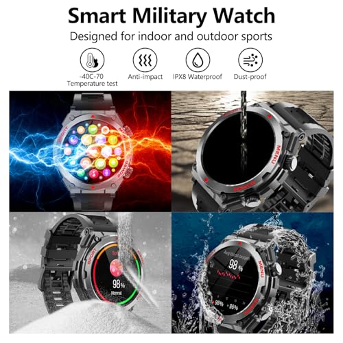 Military Smart Watch,1.52-Inch Smartwatch with Text and - Product Imagery