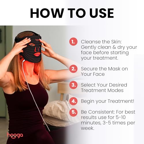 Hooga Red Light Therapy Mask – LED Face & Neck Light Therapy - Product Imagery