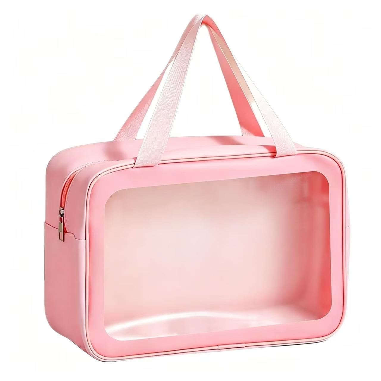 Clear PVC Cosmetic Bag, Waterproof Travel Toiletry Organizer with Handles, Wet and Dry Separation Makeup Storage Bag (blue)