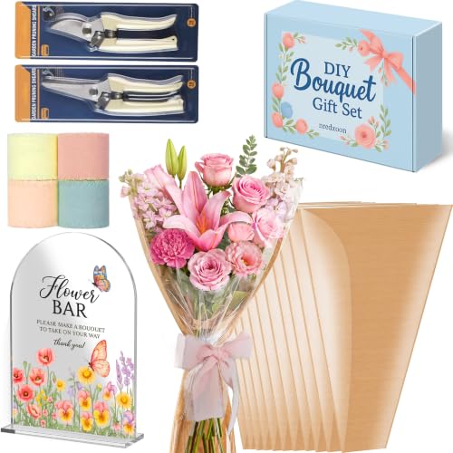 57Pcs Flower Bar Supplies Kit w Waterproof Kraft Boquet Bags - NREDXOON Official Imagery - 1