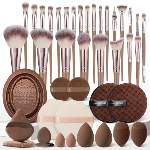 HGHDBT 42Pcs Brown Makeup Brushes Set Professional Premium - HGHDBT Official Imagery - 1
