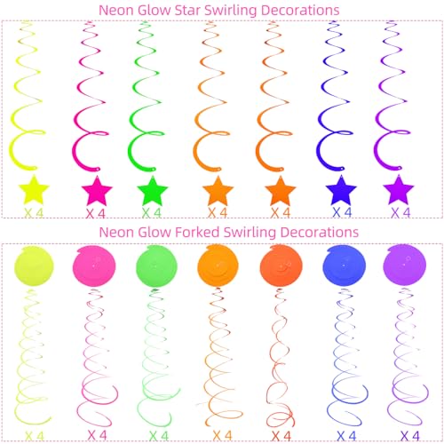 56 Pieces UV Hanging Swirls Decorations Paper Neon Streamer for - Product Imagery