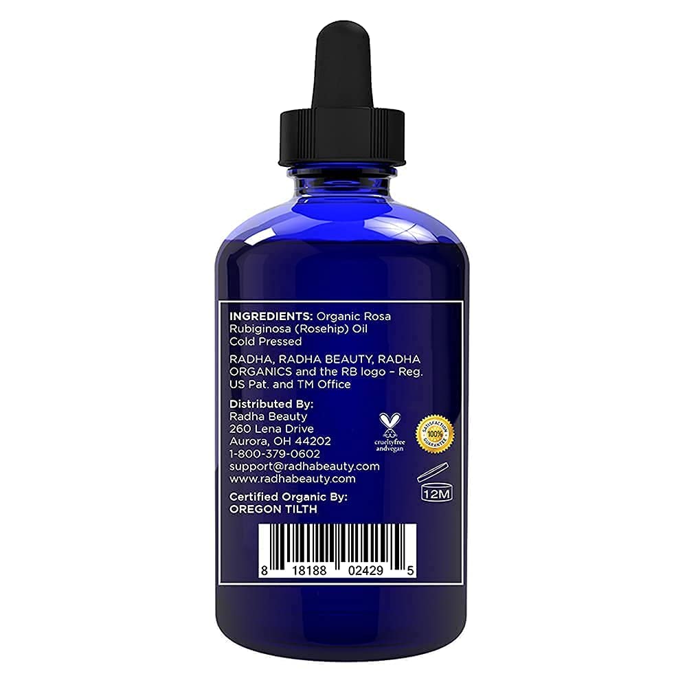Radha Beauty Organic Rosehip Seed Oil 100% Pure Cold Pressed - Great Carrier - Radha Beauty Official Product View 4