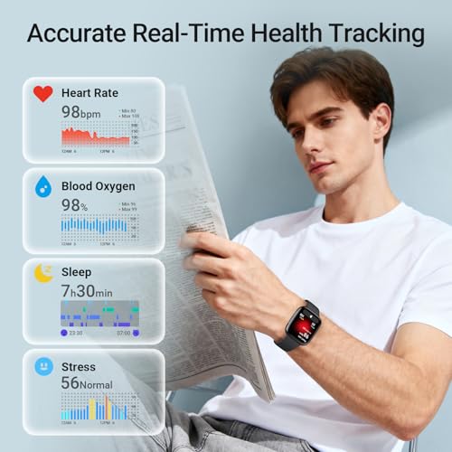 Fitpolo Smart Watch, 1.85" AMOLED Fitness Tracker with Bluetooth - Product Imagery