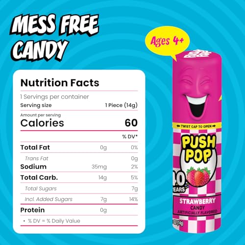 Push Pop Candy Lollipops - Individually Wrapped Variety Candy - Product Imagery