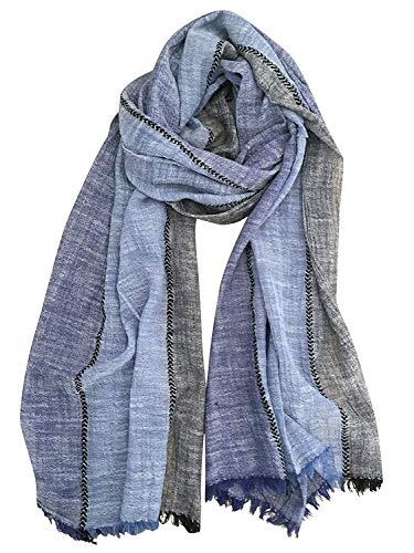 GERINLY Color Block Summer Scarf for Men Long Neck Wraps Shawl - Product Imagery