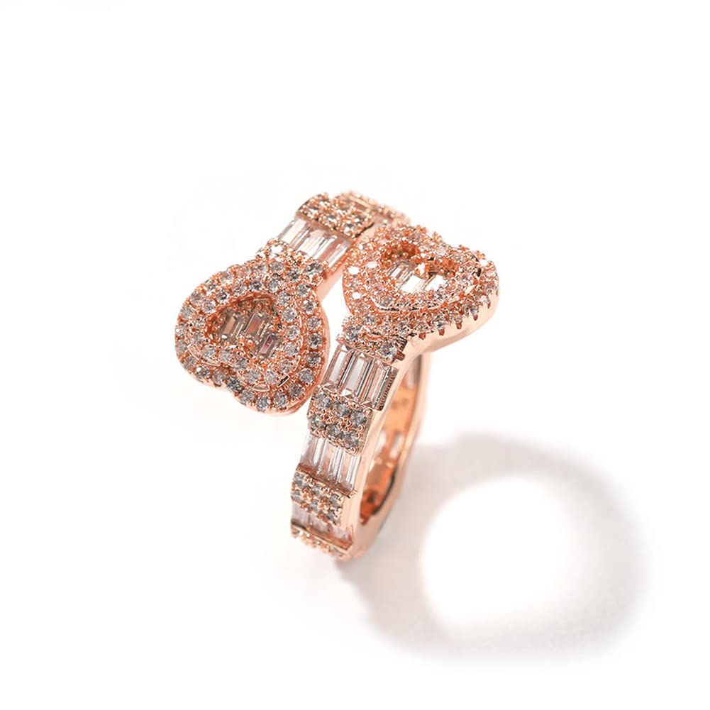 Lulu Mel Iced Out Jewelry Baguette Cz Adjustable Heart Ring - Lulu Mel Official Imagery - 1