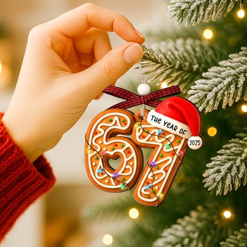 67 Ornament - Gingerbread 6 7 Christmas Ornament - Funny 67 - Product Imagery
